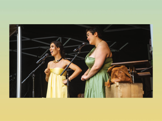two female opera singers on stage